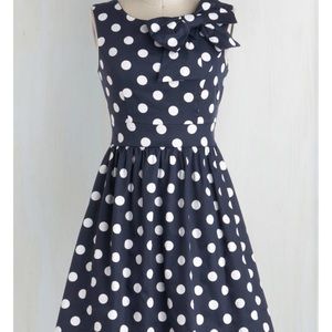 Navy and White Polka Dot Dress